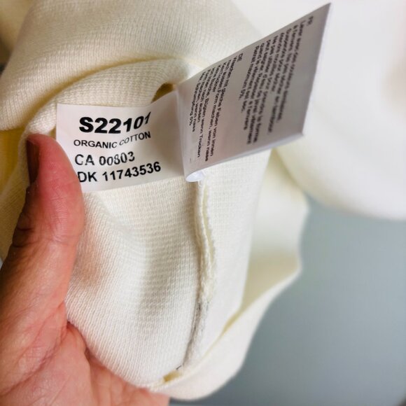 Holebrook Sweden Organic Cotton Knit Polo Sweater Top Ivory Short Sleeve  L - Picture 6 of 9
